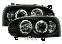 2 Headlight Angel Eyes Vw Volkswagen Golf Gti 3 Vr6 Gt Lights Before Black Mod 1 Led