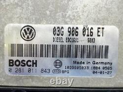 Volkswagen Golf 5 2.0 Tdi Kit Calculateur Moteur Bosch 0281011843 03g906016 Et